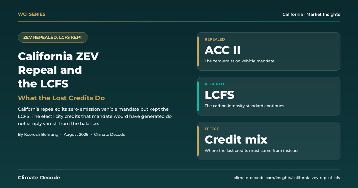 California ZEV repeal and the LCFS