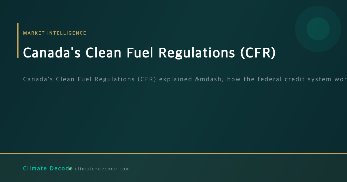 Canada CFR Series | Climate Decode